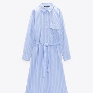 Blue Striped Shirt Dress